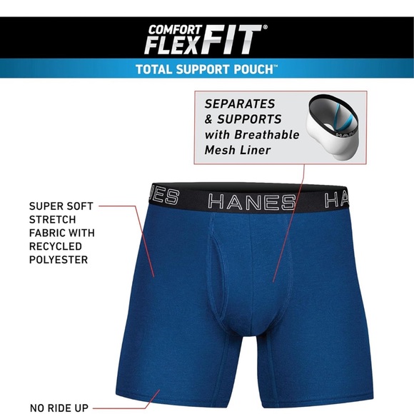 Hanes Comfort Flex Fit Total Support Pouch Boxer Brief 4 Pack Size L - Picture 6 of 8
